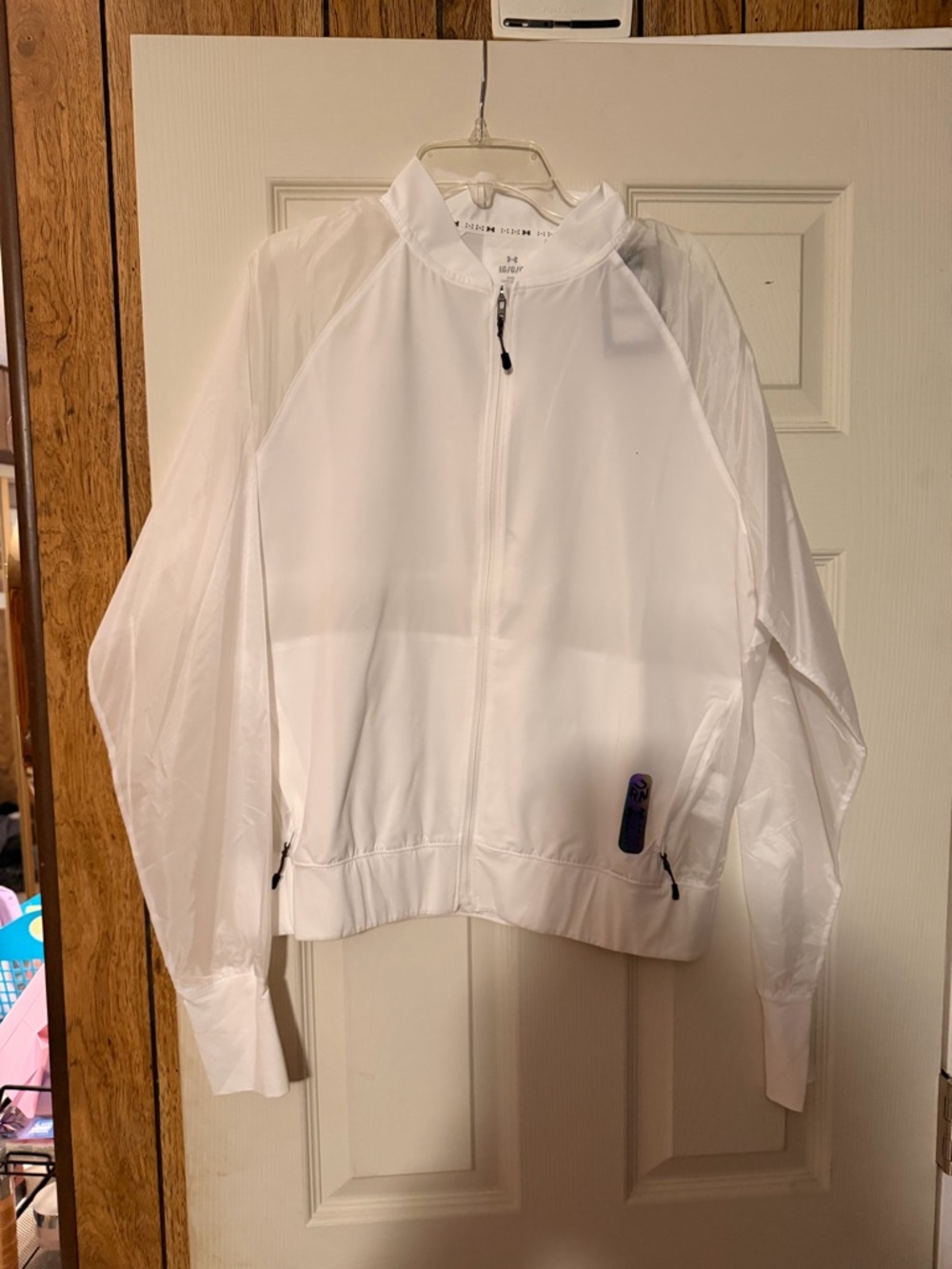 Under Armour White Lightweight Zip-Front Windbreaker Jacket